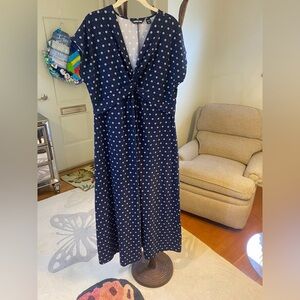 Lands End Maxi dress Navy Blue with daises XL/P